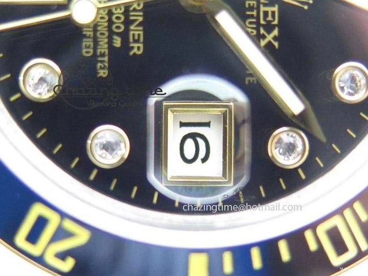 Black A2836 LN YG Submariner SS Bracelet Markers on Dial Diamonds 116613 0418
